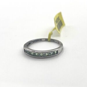 Inlaid Green Gem Sterling Silver Ring NWT size 8